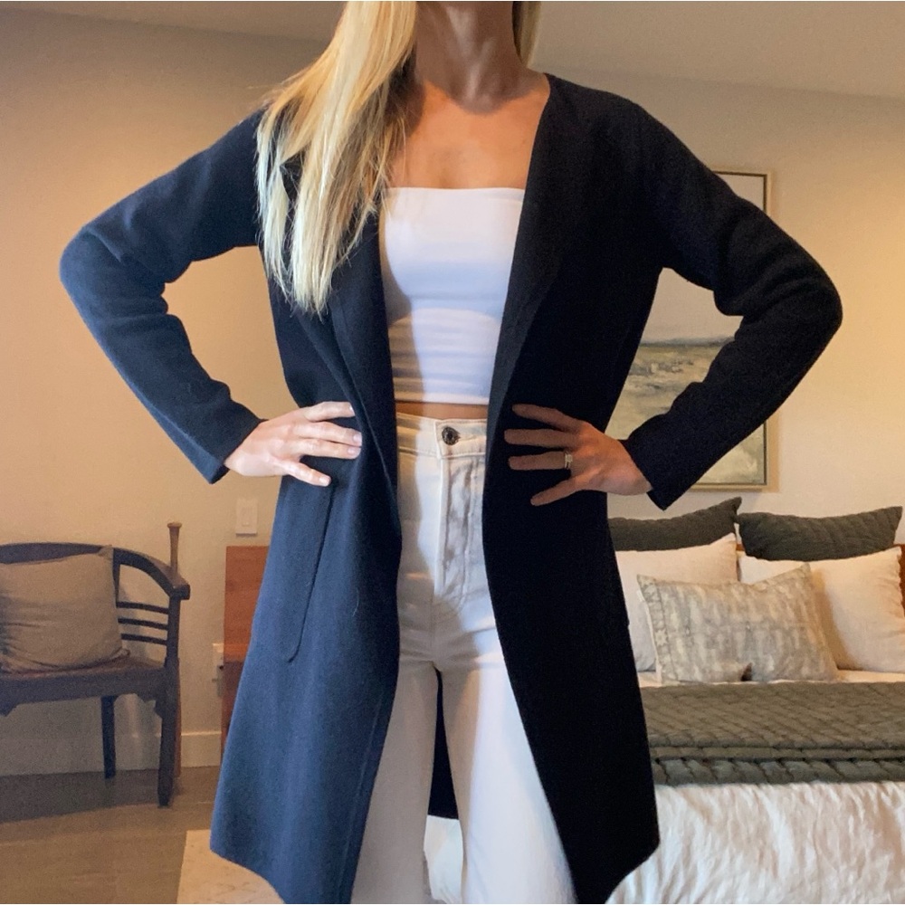 Black J. Crew Juliette collarless sweater-blazer